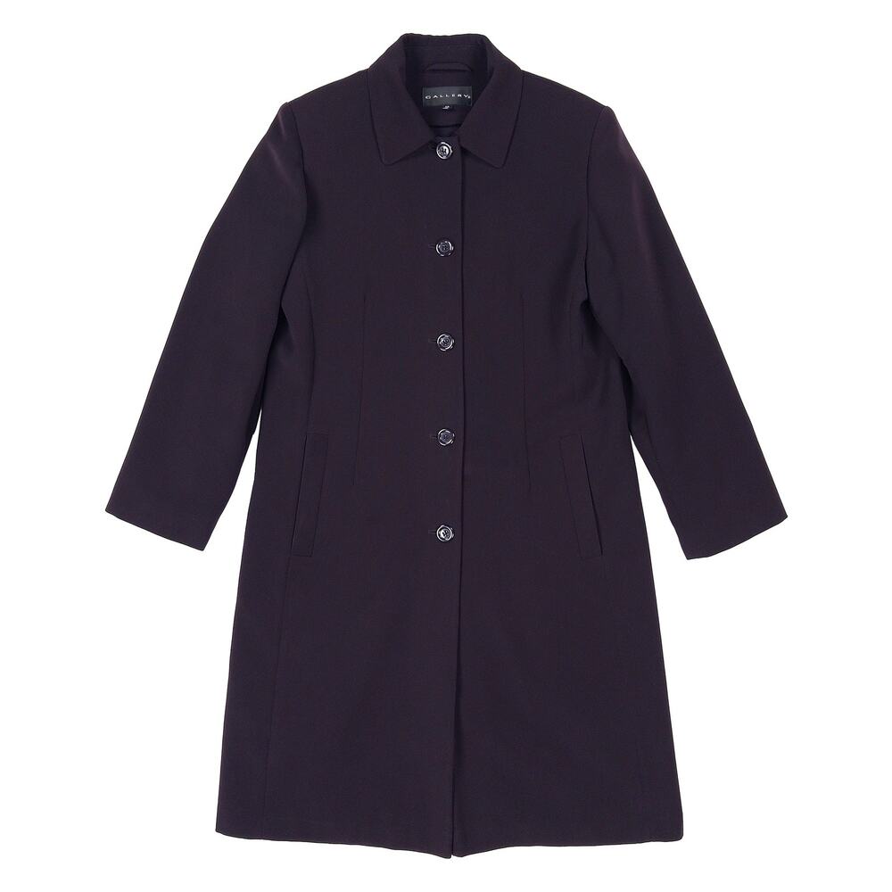 Gallery Long Coat VTG Womens XS Eggplant Purple Preppy Dark Academia Minimalist
